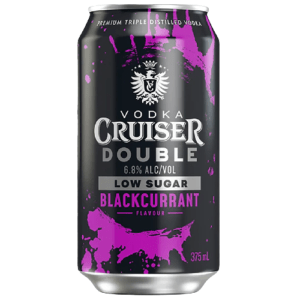 VODKA CRUISER DOUBLE LOW SUAGR BLACKCURRANT 6.8% CAN 375ML
